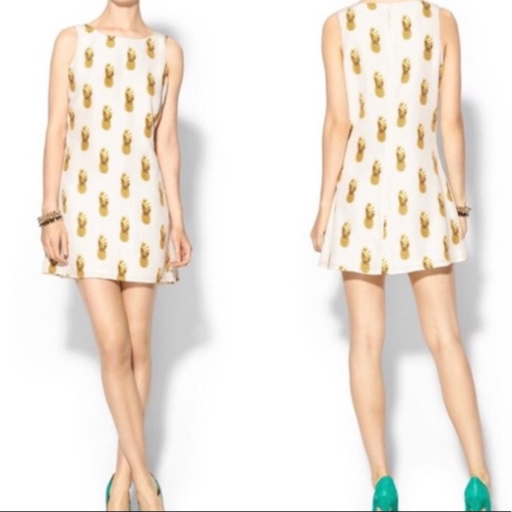 Townsen Silk Gold Pineapple Shift Dress